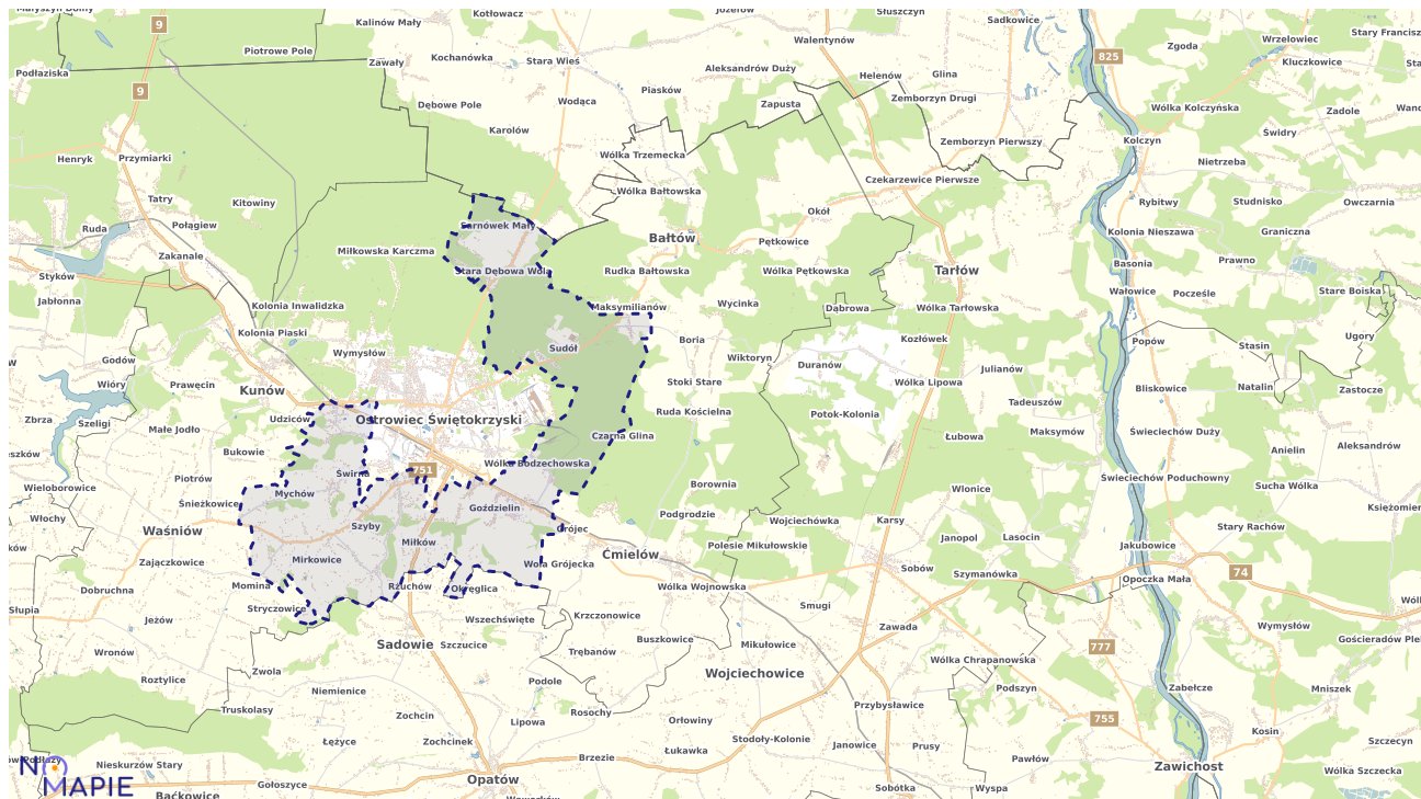 Mapa obszarów ochrony przyrody Bodzechowa